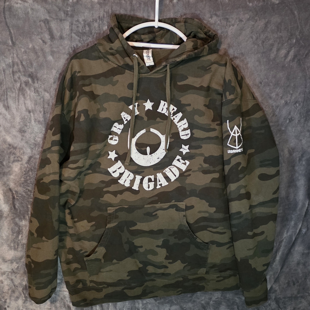 Camo Green Men's Hoodie "Gray Beard Brigade" - Size XL